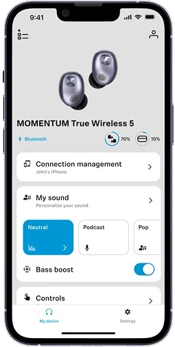 Sennheiser Momentum True Wireless 5 - app