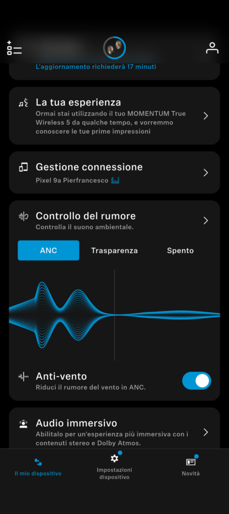 Sennheiser Momentum 5 controllo rumore
